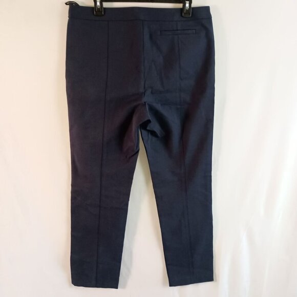 Tory Burch Vanner Pants Navy Size 12 NWT MSRP $278 Zip Front Stretch - Picture 5 of 6